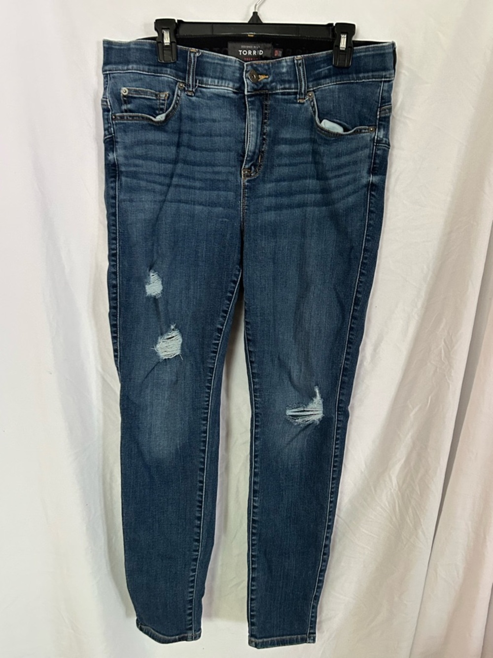 Torrid Bombshell Skinny Jeans Blue Distressed Stretch Denim 16R
